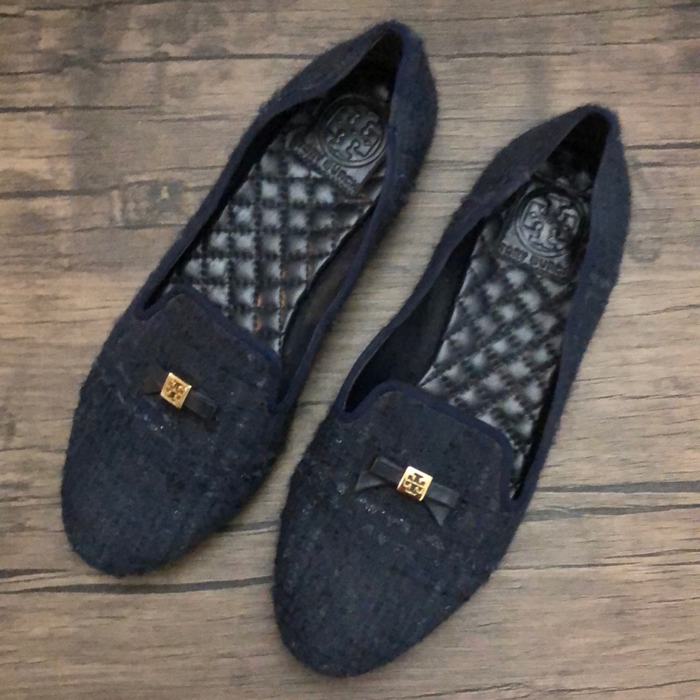 Tory Burch slip on loafers navy blue 8M